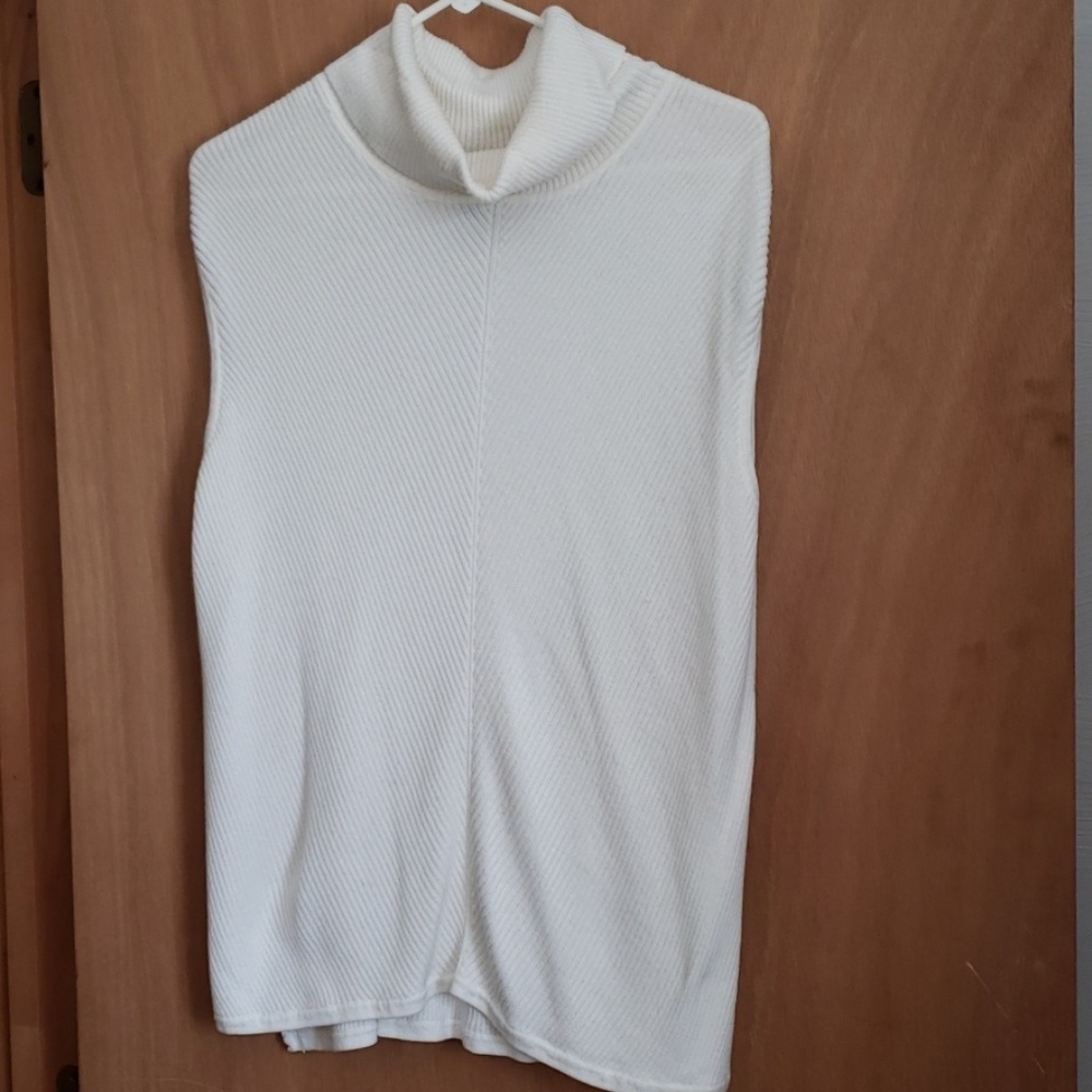 Cream cowl neck sleeveless sweater
